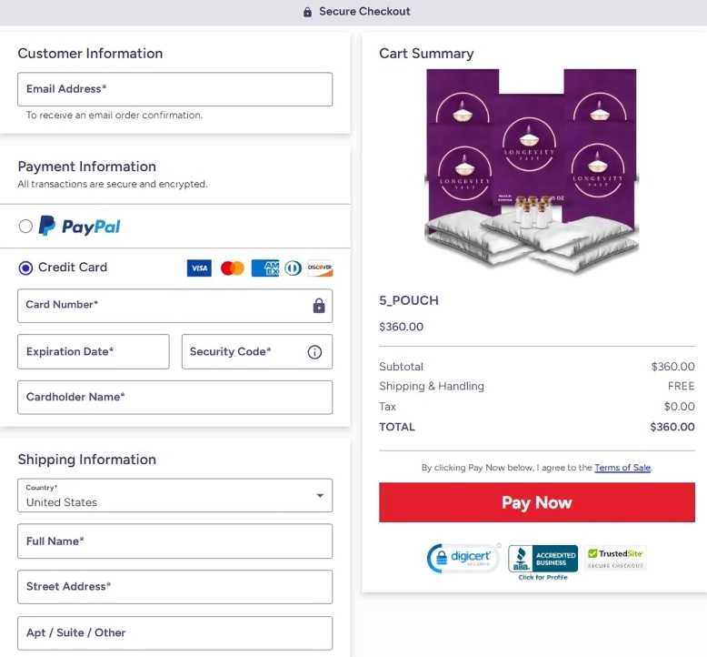 Longevity Salt Order Page